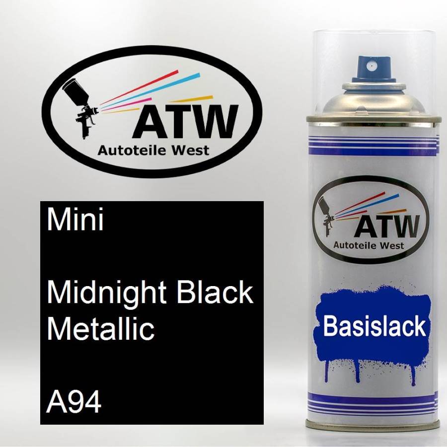 Mini, Midnight Black Metallic, A94: 400ml Sprühdose, von ATW Autoteile West.